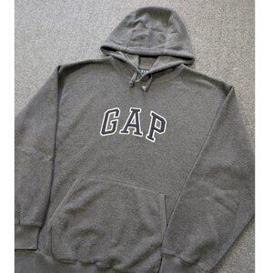 Gap Hoodie Fleece Fuzzy Vintage 90s Y2K  Arch Logo Men’s M Gray Embroidered USA